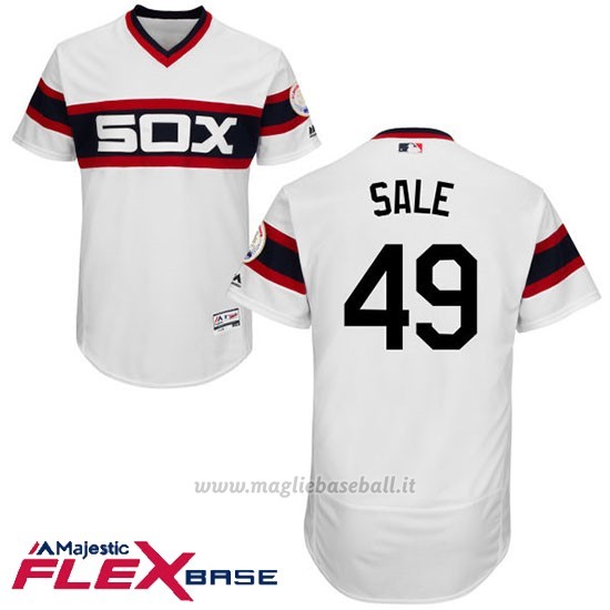 Maglia Baseball Uomo Chicago White Sox 49 Chris Sale Autentico Collezione Bianco Flex Base
